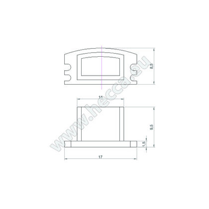 LED PROFIL - 07x17mm, Koncovka - mliečna, plast.