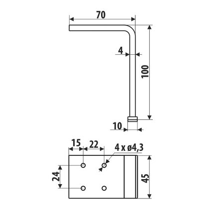 Nábytková noha NS31-100-L2 bez regulácie čierna / Gamet 