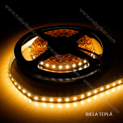 LED PAS 24V 2835 IP20, 60LED/m, š-8mm, L-5m,(1m=12W)18-20 LM, biela teplá/TOP