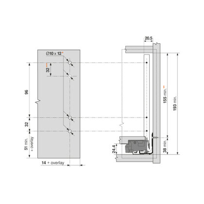 Legrabox, uchytenie čela ZF7C7002  /Blum