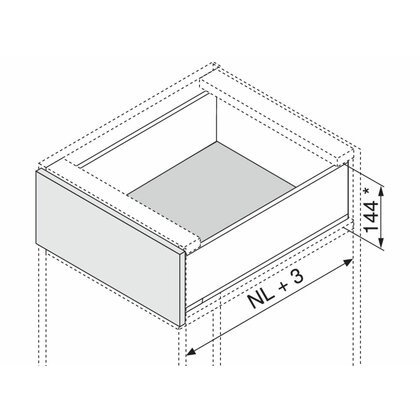 Legrabox, bočnice 770K5002S Orion sivá matná, 500 mm /Blum