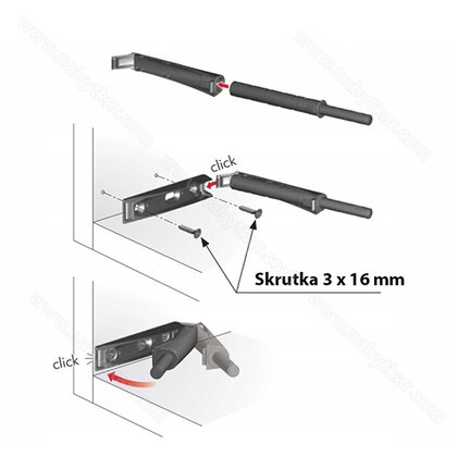 K-PUSH TECH systém na dvierka naložený silný 20mm s magnetom, antracit