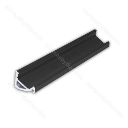 LED PROFIL - 16x13mm Rohový, Profil - čierny, 3m, bez krycej lišty/CP