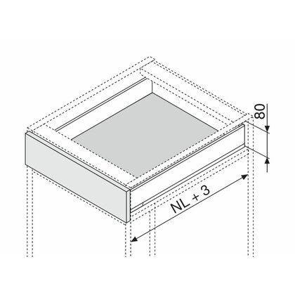 Legrabox, bočnice 770N4002S Orion sivá matná, 400 mm /Blum