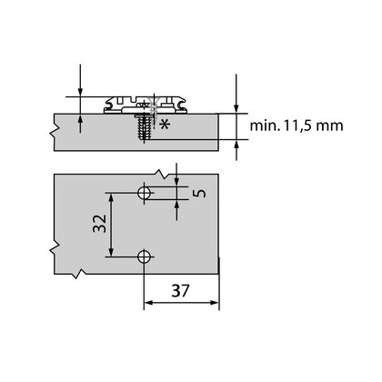 Platnička CLIP H0 EXPANDO s hmoždinkami a excentrom 3D, 174H7100E ONYX  /Blum
