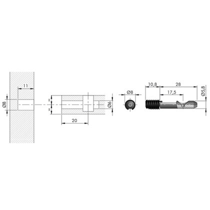 Kross 8, Tiahlo Ø6 L=20mm w/end elem. Zk 