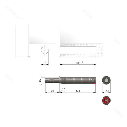 K-PUSH TECH systém na dvierka vložený silný 20mm antracit