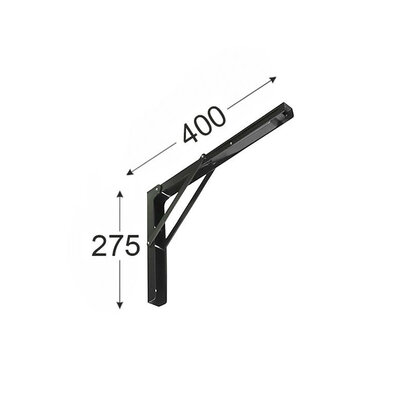 Uholník sklápací pre velké zaťaženie 45 kg, 400x275 mm, čierny  / LC