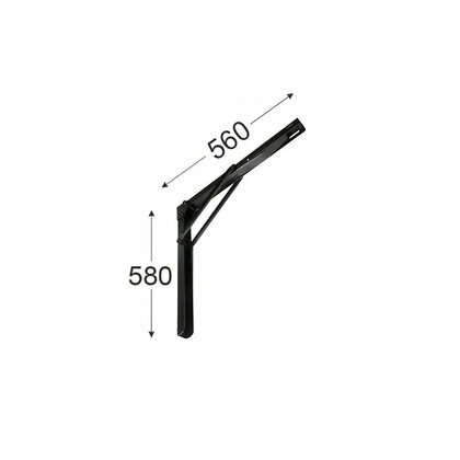 Uholník sklápací pre velké zaťaženie 70 kg, 560x580 mm, čierny  / LC