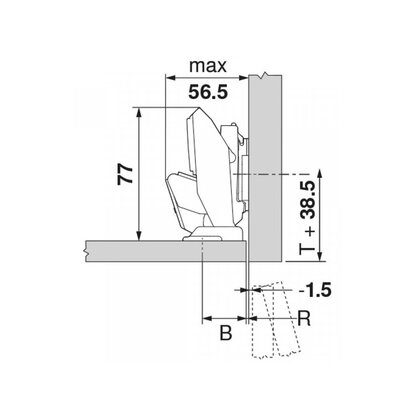 Záves na tenké dvierka (8-14 mm) 71B453T EXPANDO Clip top Blumotion / Blum 