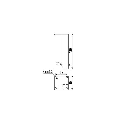Nábytková noha NS45-18x18x120 mm-L2 s reguláciou, čierna / Gamet 
