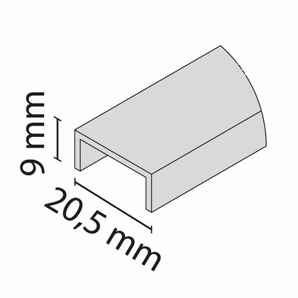 Profil U 18 mm, meď industrial 3m  /Laguna