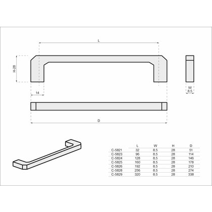 Madlo CAMPANA C-5823 G70 - 096 mm, meď brúsená