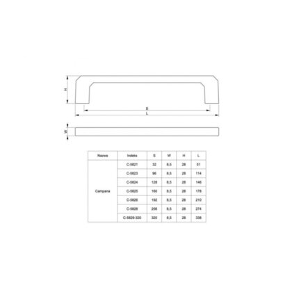 Madlo CAMPANA C-5821 G70 - 032 mm, meď brúsená