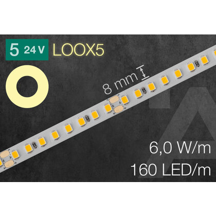 LED pás Häfele  Loox5 LED 3145, 24 V, 8 mm, 160 LED/m, 6 W/m, IP20, 4000 K, neutralna , L 50 m