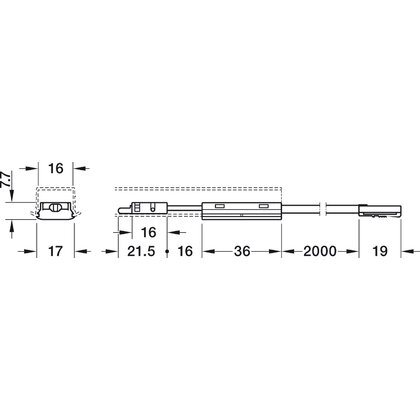 Inline Dimmer Switch, Häfele Loox5, 24 V, 2 Pole (Single Color)postupné zapínanie/vypínanie, stmieva