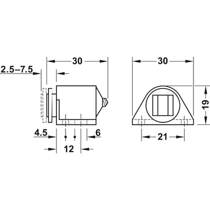 Häfele Magnet, přídržná síla 3,0–4,0 kg, na priskrutkovanie, kulatá, hnedá