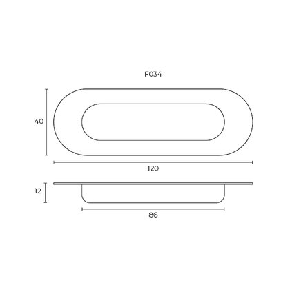 Madlo zápustné F034 120x40x12 mm, inox