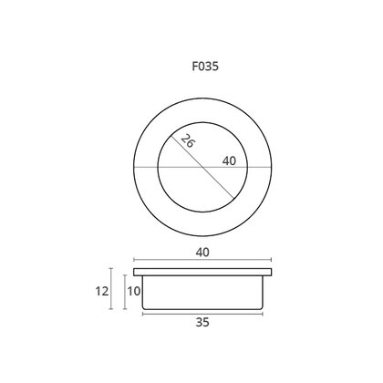 Madlo zápustné F035 40x35x12 mm, inox